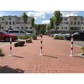 Barrier posts | Steel tube  60 x 2,5 mm | stationary | to be fixed by plugs | hot-dip galvanized | with 2 eyelets